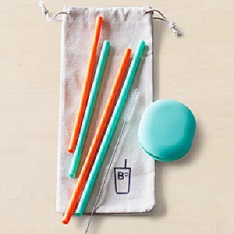 Reusable Straws, Set of 4, Mint/Orange — view details