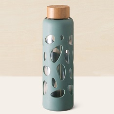 Silicone /Glass Water Bottle Cut Out Sleeve Teal — view details