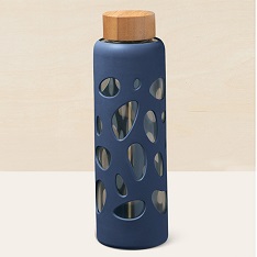 Silicone/Glass Water Bottle Cut Out Sleeve Slate Blue — view details
