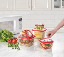 Microwavable Containers with Lids – Set of 5 (Colección de 4 recipientes rectángulos para guardar comida) — view details