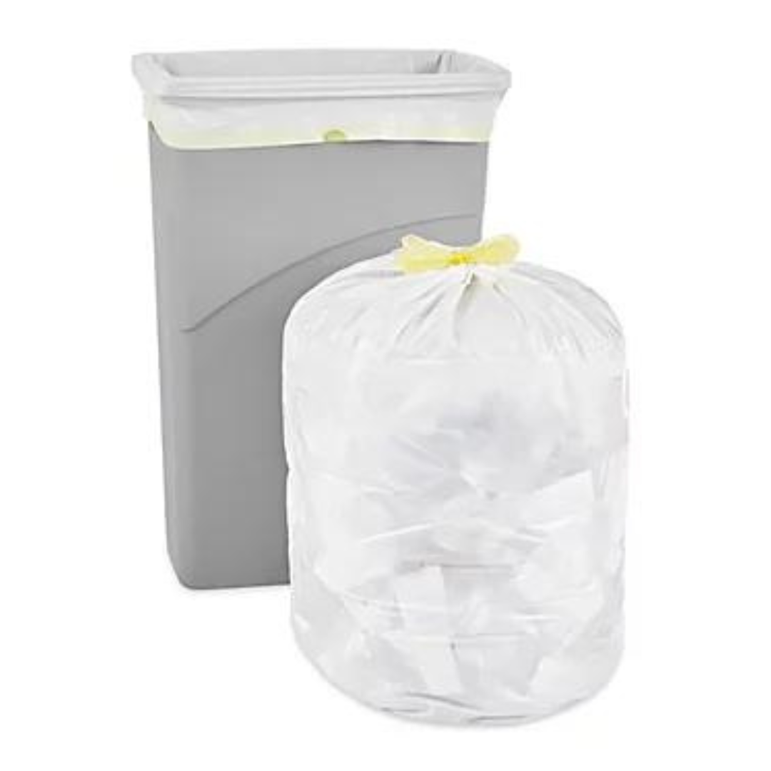 15 Gallon Drawstring White Trash Bags — view details