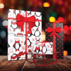 Penguin Pals Reversible Gift Wrap Jumbo Roll ( Amigos Penguinos Papel de Regalo Reversible) — view details