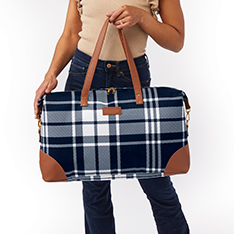 Navy Plaid Weekender Tote — view details