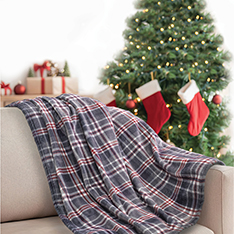 Grey & Plaid Fleece Throw — view details