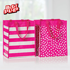 Hot Pink Recycled Tote Bags, Set of 2 — view details