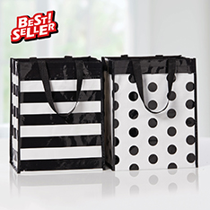 Black & White Recycled Tote Bags, Set of 2 — view details